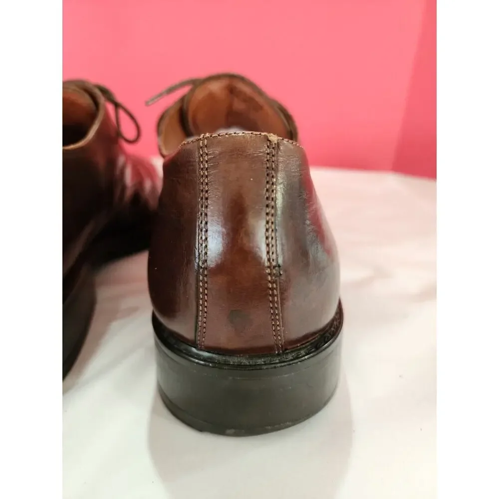 Johnston And Murphy Men's 10 M Handcrafted Italy Leather Oxford brown Shoes